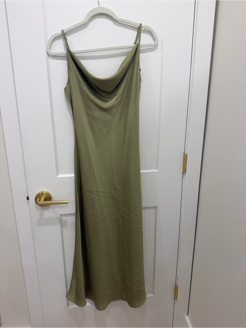 SHEIN Olive Green Cowl Neck Slip Maxi Dress